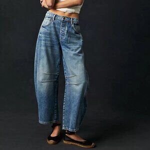 Free People Good Luck Mid-Rise Barrel Jeans